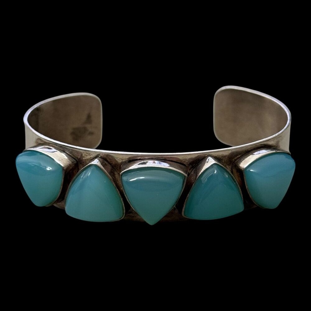 Jay King DTR 5 Stone Chalcedony Sterling Cuff Bracelet